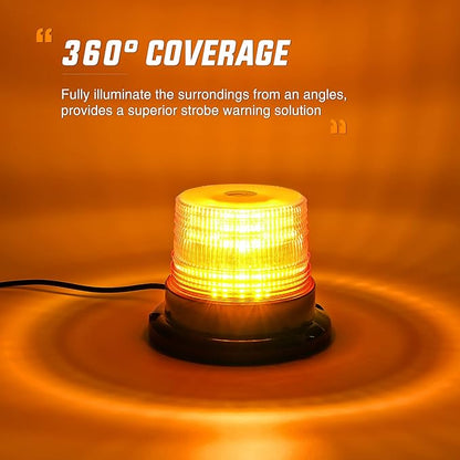 Nilight 40 LED Strobe Light Amber Warning safety Flash Beacon Lights 12V-24V with Magnetic and 16ft Straight Cord for Forklift Truck Tractor Golf Carts UTV Car Bus