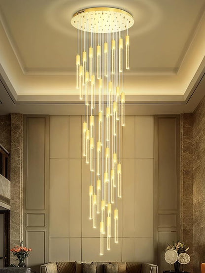 Flashing God 181'' Large Chandeliers for High Ceiling 36-Lights Raindrop Crystal Chandelier Modern Bubble Chandelier Crystal Pendant Light for Living Room Staircaes Foyer Entrance Gold