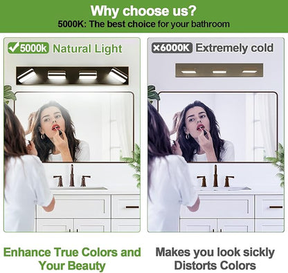 360° Rotate LED Bathroom Vanity Light Fixtures, 1600LM Acrylic Brown and Gold Vanity Lights for Bathroom, Modern Wall Lighting Fixtures Over Mirror Kitchen Living Room (Natural White Light 5000K)