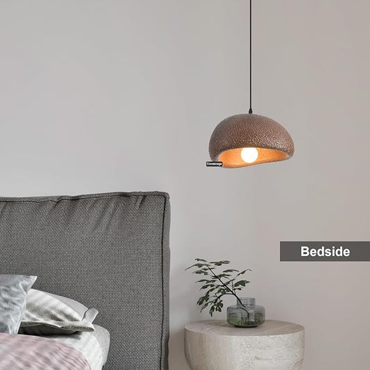 11.8in Wabi Sabi Pendant Light, Kitchen Island Lighting Fixture Ceiling Mount Japanese Lamp Japandi Chandelier for Dining Living Room Hallway Bedroom Restaurant Hanging Lamp, Brown 1 Pack