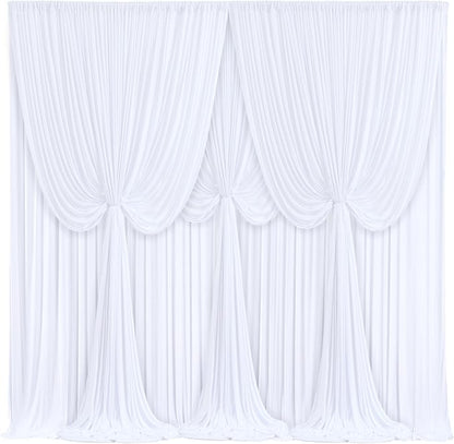 4 Panels White Backdrop Curtains for Wedding Party Wrinkle Free Backdrops Curtain Drapes Fabric Decorations Photo Back Drop Cloth for Baby Shower Photography Stage Reception 20ft(W) x 12ft(H)