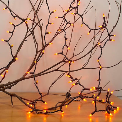 TIGOMOOV 100 Count Orange String Lights Plug in, 21ft Fall Lights with Black Wire, Orange Lights for Halloween Decorations Indoor, Mini String Lights Outdoor Tree Porch,Party Decor