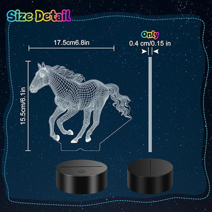 Linkax Horse Gifts for Girls, 3D Illusion Night Light Room Decor 16 Colors Change, Stocking Stuffers for Teen Girls Boys, Christmas Birthday Gifts for 6 7 8 9 10 11 12 Year Old Girl