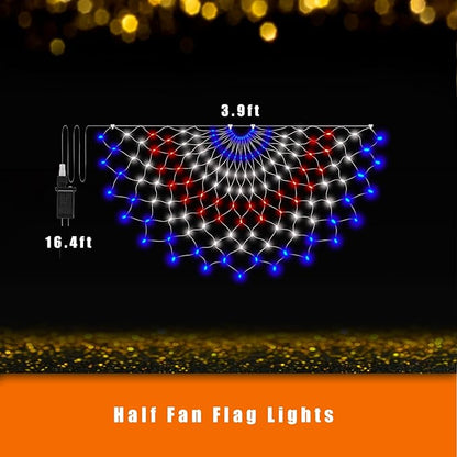 Leisure world 3 Pack 450 LED American Flag Bunting Flags Lights - Super Bright Waterproof USA String Lights for Patriotic Decoration on USA 250 Anniversary, July 4th,Memorial Day,Christmas & Party