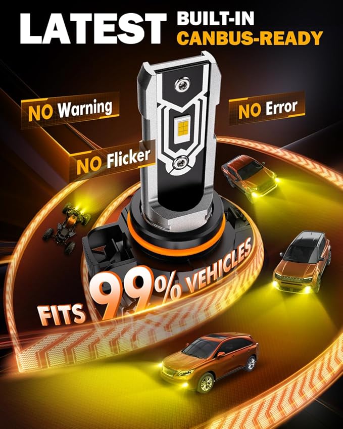 Auxbeam 2504 PSX24W Fog Lights, 10000LM 3000K Golden Yellow, 2504 Offroad Light or Fog Light