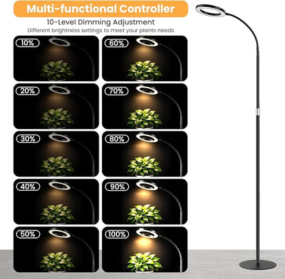Grow Lights for Indoor Plants, Full Spectrum Plant Grow Light with 3/9/12H Timer, 3 Color Modes, 10 Brightness, Adjustable Growing Lamp for Large Indoor Plants, 51.2-66.9 Inch