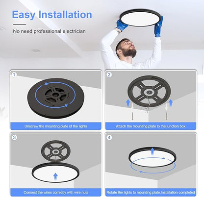 8 Pack 12 Inch Dimmable LED Flush Mount Ceiling Light Fixture 28W 3200LM 5 Color Temperature in One Super Slim Round Ceiling Lamp Low Profile Ceiling Lights for Living Bedroom Kitchen Laundry Black