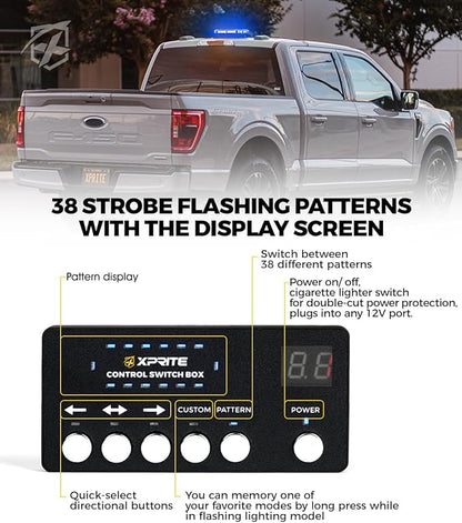 Xprite Blue LED Rooftop Strobe Beacon Police Lights,Advanced Controller,Magnetic Mount Emergency Security Caution Flashing Traffic Light Bar for Volunteer Firefighter First Responders Vehicles Trucks
