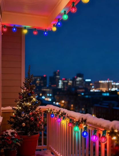 50Ft G40 Globe Outdoor String Lights, Waterproof Patio Lights with 27 Shatterproof Frosted Multicolor LED Bulbs, Connectable Hanging Lights for Home Party Porch Backyard and Christmas Tree Decor