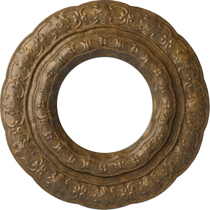 Ekena Millwork 15 3/8"OD x 7"ID x 1"P Lisbon Ceiling Medallion Fits Canopies up to 7" Ceiling Medallion, Rubbed Bronze