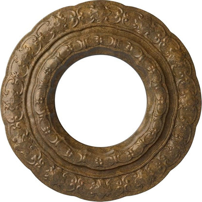 Ekena Millwork 15 3/8"OD x 7"ID x 1"P Lisbon Ceiling Medallion Fits Canopies up to 7" Ceiling Medallion, Rubbed Bronze