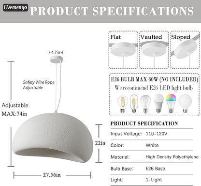 27.6in Wabi Sabi Pendant Light, Kitchen Island Lighting Fixture Ceiling Mount Japanese Lamp Japandi Chandelier for Dining Living Room Hallway Bedroom Restaurant Hanging Lamp, White 1 Pack