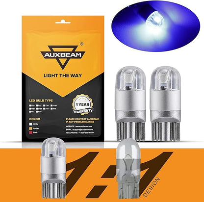 Auxbeam T10 194 LED Bulbs Blue, Super Bright Non-Polarity W5W 168 2825 Car Interior Lights, Replacement Bulb for Dashboard Lights, License Plate lights, Dome Map Light, 2 PCS