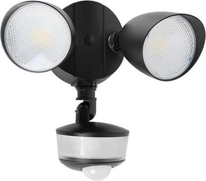 LUTEC 34W 3700 Lumen LED Security Lights Motion Sensor Light Outdoor with Night Light, 5000K IP65 Waterproof, Dusk to Dawn, Hardwired Motion Detector Flood Light for Garage, Yard-Black Night Light