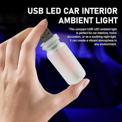 Car USB Atmosphere Lamp, 5V Touch Control Frosted Retro Bottle Interior Ambient Lights, Portable Plug-in LED Bulb Night Lights, Universal Decoration Lamps for Cars, Bedrooms (Blue)