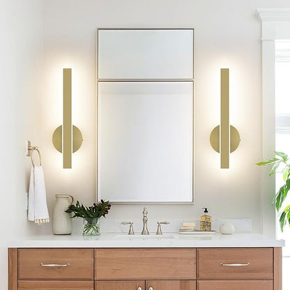 Aipsun Gold Wall Sconce Hardwired Modern LED 18W Wall Sconce Set of Two, 15.7Inches Wall Lights for Living Room Bedroom Hallway, 5CCT