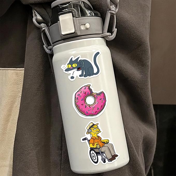 50pcs Cartoon Anime The Simpsons Stickers for Teens Adult, Waterproof Vinyl Cartoon Movie Decal for Water Bottle Skateboard Guitar Travel Case Bike Laptop,Car Bumper,Luggage,Phone (simps)