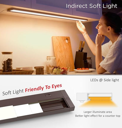 36 Inch Under Cabinet Lighting Plug in, 20W 120V 3 Color 3000K/4000K/5000K, 3 Brightness, Super Bright, Ultra Thin Under Counter Lights for Kitchen, Linkable LED Cabinet Light, Bronze