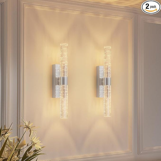 camuucci Battery Operated Wall Sconces Set of 2 Rechargeable Battery Powered Wall Light with 12000mAh Not Hardwired Dimmable Wall Lamp Fixtures for Bedroom Living Room Silver 15.3 Inches