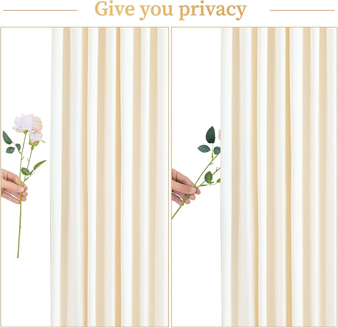 4 Panels Champagne Backdrop Curtain for Baby Shower Wrinkle Free 20ft x 10ft Backdrop Drapes Panels for Parties Wedding Bridal Shower Birthday Photo Photography Fabric Background Decoration