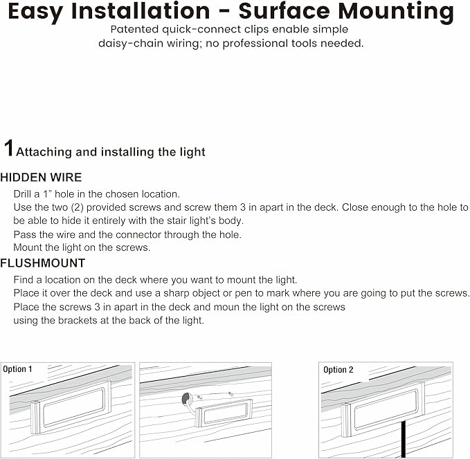 Low Voltage LED Step Lights (6.5×0.67×1.44 in) - 1.2W Die-Cast Aluminum Stair Lighting with Patent Connector, Wet Location Safe Outdoor Steps 1-Pack