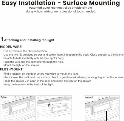 Low Voltage LED Step Lights (6.5×0.67×1.44 in) - 1.2W Die-Cast Aluminum Stair Lighting with Patent Connector, Wet Location Safe Outdoor Steps 1-Pack