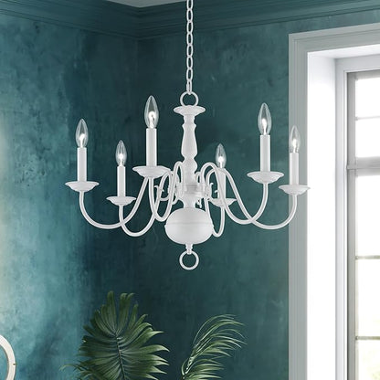 Livex Lighting 5006-03 Williamsburgh 6-Light Chandelier, White