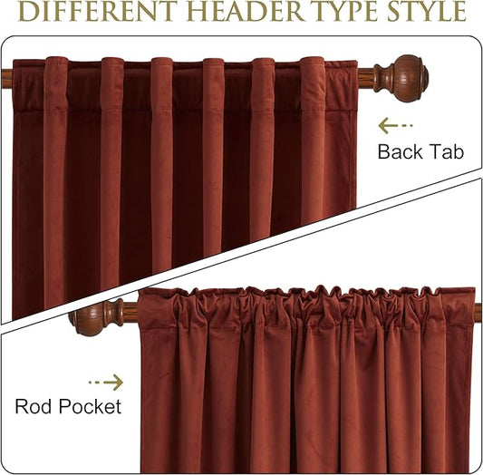 StangH Rust Red Curtains 90 inches for Bedroom, Back Tab Home Theater Drapes Christmas Holiday Decoration for Party Living Room Patio Porch, W52 x L90 inches, 1 Panel