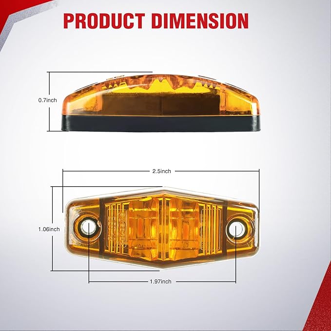 Nilight 2.5 Inch Oval Side Marker Clearance Light 2 LED 8 Pack Amber 80LM High Lumen Waterproof Surface Mount 12V Direct Wire for Truck Trailer Boat RV Semi