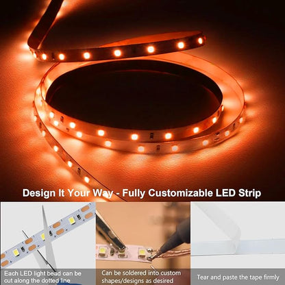 echosari Strip Lights USB 5V, 9.8Ft 180 LED Strip Lights Cuttable 2835 SMD Super Bright with Self-Adhesive DIY for Cabinet Photo Frames Desks Monitor Shelves Decor (Orange)