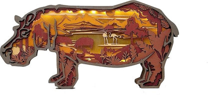 3D Wooden Animal Carving LED Night Light, Wood Carving Light, Modern Home Decoration, Decorative Tables, Cabinets, Living Rooms, Bedrooms, Offices, Farmhouses, Bookshelves, Perfect Holiday Gifts