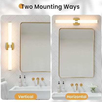 AIJIASI Gold Bathroom Light Fixtures Over Mirror - 31inch Vanity Light Fixture 28W 5CCT Dimmable LED Bathroom Sconce with Acrylic Shade Vanity Light Bar for Mirror Bedroom Living Room