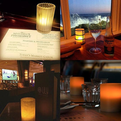 【Upgraded】 CD-RC-12ST-A Rechargeable LED Electric Candles, Flameless Flickering Tea Lights, Set of 12, Amber Color
