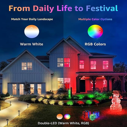 Outdoor Color Changing Landscape Spotlights,12W RGBW Landscape Lighting Waterproof Outdoor Spotlights for Yard Garden Patio Lawn Decorative,6 Packs