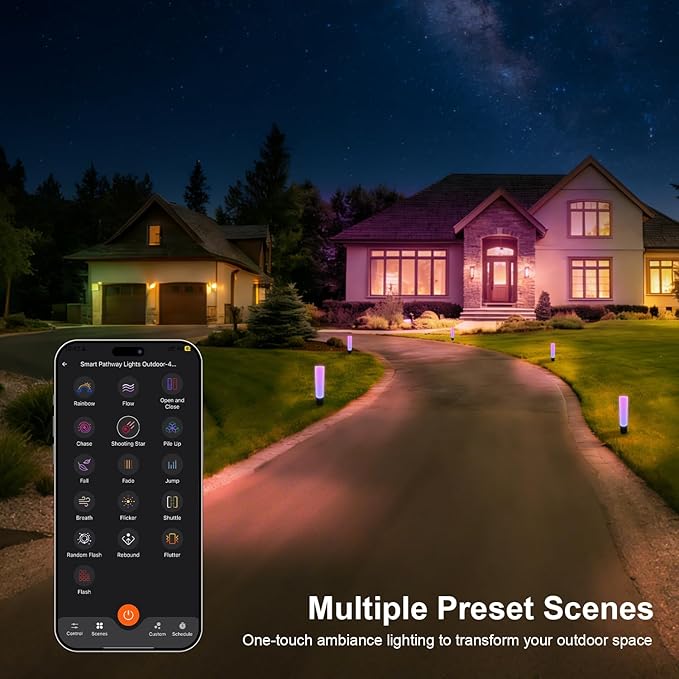 VTimes Outdoor Pathway Lights, Color Changing Walkway Lights, Waterproof Landscape Path Lights, APP/Control Box/Remote Control, Pathway Light Wired for Yard, Garage, Garden, Lawn Decor, 4 Pack