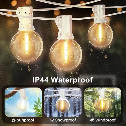 LAMPHOME 26FT LED Outdoor String Lights, 2 Pack12+1 Shatterproof G40 Edison Bulbs, Connectable & Weatherproof Commercial Grade Patio Lights, Warm White Backyard Decorative Lighting