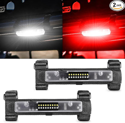 UTV Interior Light, RFROAD LIGHTING Universal Roll Bar Dome Light Roll Cage Mount Lights for UTV Polaris RZR Talon Golf Cart Ranger Truck Boat- White/Red (2 Pack)