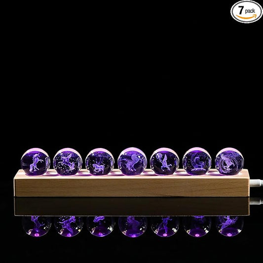 Qianwei 3D Crystal Ball Unicorn Gifts for Women Men - 7pcs Unicorn Decor Glass Figurines Statue Stuff for Room Decorations Birthday for Lovers Keepsake Paperweight