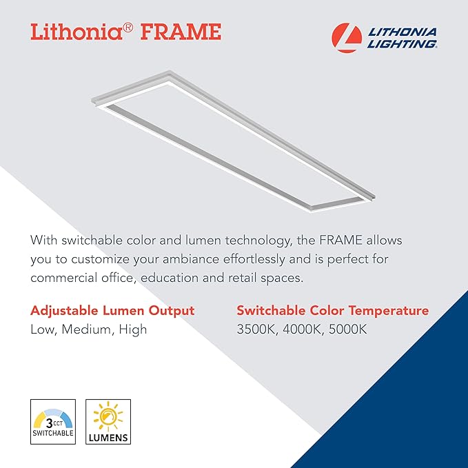 Lithonia Lighting LED Lay in Ceiling Light with Lightweight Design and Switchable Technology, 1-Foot by 4-Feet