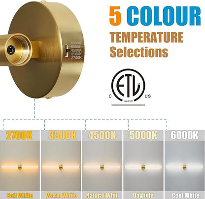 Glod Wall Sconces Set of 2 Hardwired, Dimmable 5CCT LED Bathroom Light Fixtures Over Mirror, 360° Full Lighting 39" Long Vanity Light Bar Modern Wall Sconce for Bathroom Bedroom Living Room