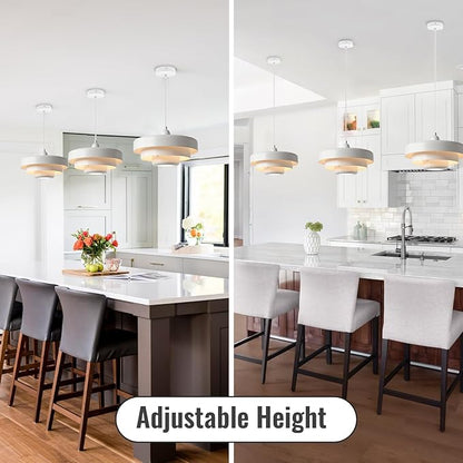 2-Pack Industrial Pendant Lights, 13.8 Inch Vintage White Metal Dome Hanging Lights for Kitchen Island, Mid Century Modern Ceiling Fixtures for Restaurant, Aisle