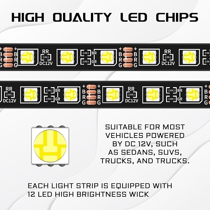 Interior Car Light,Car LED Ambient Lighting Strip Light Neon Interior Atmosphere Lights, 12V USB Port Auto Interior Under Dash Floor Ambient Night Light Decorative Lamp (USB+White)