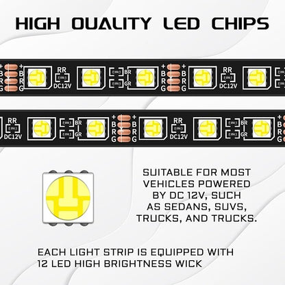 Interior Car Light,Car LED Ambient Lighting Strip Light Neon Interior Atmosphere Lights, 12V USB Port Auto Interior Under Dash Floor Ambient Night Light Decorative Lamp (USB+White)