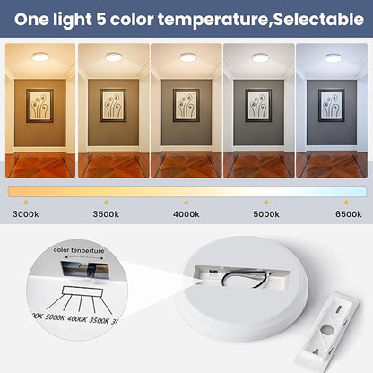 NIORSUN 7 Inch LED Ceiling Lights,Dimmable 5CCT Lighting Options Flush Mount Ceiling Light,15W Bathroom Ceiling Lights,Flat Ceiling Light,Low Profile Light Fixture for Hallway Bedroom,1 Pack…