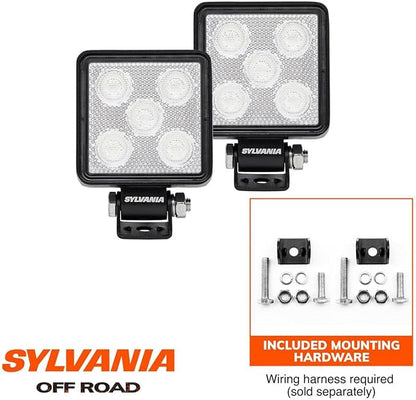 SYLVANIA - Slim 3 Inch Cube LED Light Pod - Lifetime Limited Warranty - Flood Light 950 Raw Lumens, Off Road Driving Work Light, Truck, Car, Boat, ATV, UTV, SUV, 4x4 (2 PC)
