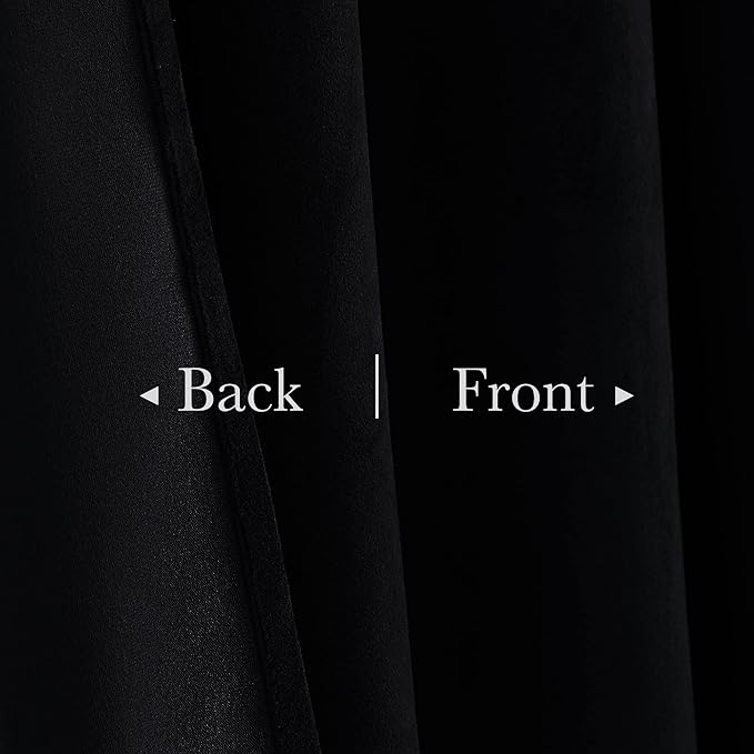StangH Black Blackout Velvet Curtains 96 inches Long Back Tab Thermal Insulated Theater Curtains Heavy Privacy Drapes for Living Room Sliding Door Office, W100 x L96, 1 Panel