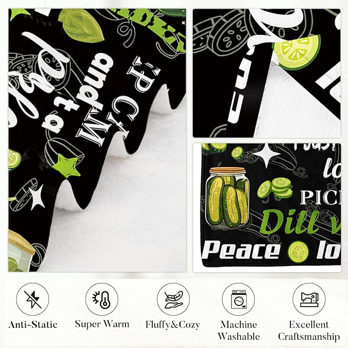 Pickle Blanket Gifts for Pickle Lovers, Pickles Birthday Gifts for Women, Friend, Girl, Soft Warm Blanket for Pickles Lovers, Gift for Couch Sofa Gifts for Christmas Thanksgiving Day 60x80in