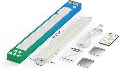 12inch 1Pack Touch Control Under Cabinet Lighting, 160LED Super Bright, 4000mAh Long-Lasting, Magnetic Rechargeable Motion Sensor Under Counter Lights for Kitchen, Closet, Remote, Dimmable, 3CCT丨White