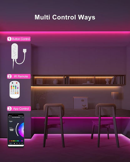 Tatazone 9.84ft Bluetooth RGB COB Led Strip Lights with Remote, Dimmable Smart App Led COB Light Strip, Color Changing Music Sync, Indoor RGB Led Lights Bedroom, Home Decor, Party