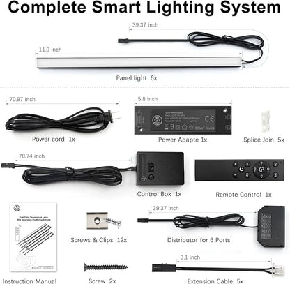 VST Smart Under Cabinet Lighting 6 Bars - UL Listed CRI 93+ Adjustable Strip Lights, Alexa & Google Home Compatible, App/Voice/Hand Wave Control for Kitchen Cabinets & Closets